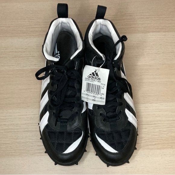 NEW 1998 Adidas Grid Onsit Med Vintage Retro Football Cleat Size 11, Black White main image 13